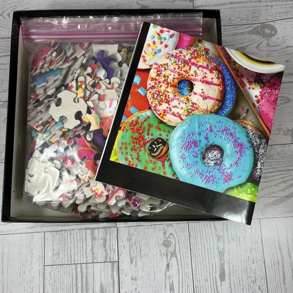 Buffalo Puzzle 300 Coffee And Donuts Vivid Large Pieces USA Gift Colorful Fun - Picture 3 of 5